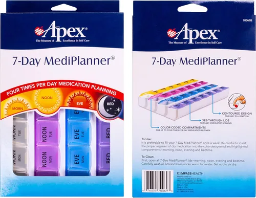 Vista 10 de Organizador de píldoras Apex para 7 días , 70069B, Paquete de 1, Multicolor, 1, 1