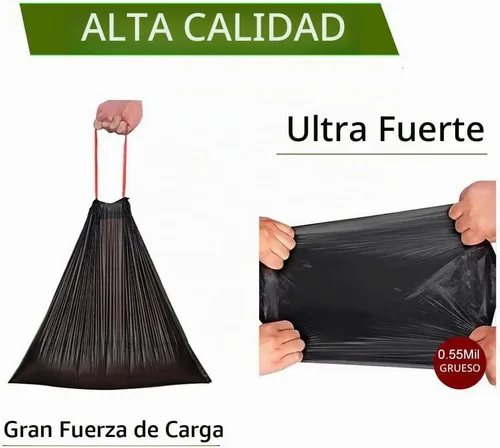 Vista 5 de Feisco Bolsa de basura negra de 3 galones, bolsa de basura con cordón pequeño, 100 unidades, 0.55 mil