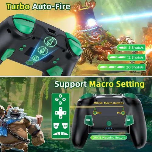 Vista 4 de IINE Switch Pro Controller, Wireless Switch Controllers for SwitchLiteOLED, Remote Gamepad Controller with NFC6-Axis GyroRumbleTurboMacro Functions