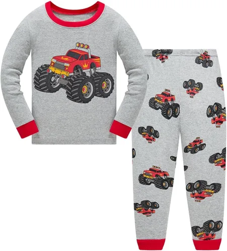 Vista 19 de Pijamas para Niños Pequeños, Conjunto de Ropa para Niños Pequeños, Ropa de Dormir de Planeta y Tren, Manga Larga, 100% Algodón, 2 Piezas, Pijamas