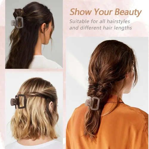 Vista 5 de 6 pinzas para el cabello de garra para mujeres y niñas, clips mate antideslizantes de sujeción fuerte para cabello fino, corto, mediano y grueso