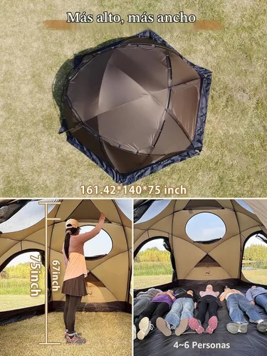 Vista 4 de TOMOUNT Tienda Cúpula Tienda Caliente con Orificio para Estufa 4 Personas Tienda Mochilero para 4 Estaciones Impermeable para Glamping, Senderismo