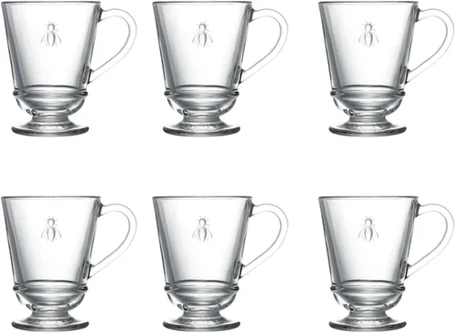Vista 6 de La Rochere Napoleon Bee - Juego de 6 vasos de huevo y vasos de chupito, cristalería en relieve para huevos hervidos suaves y degustaciones