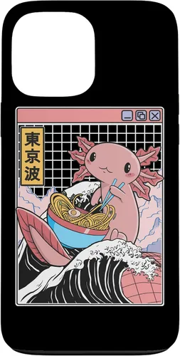 Vista 24 de Axolotl Eating Ramen Kanagawa Wave Kawaii Anime Vaporwave Case for iPhone 17