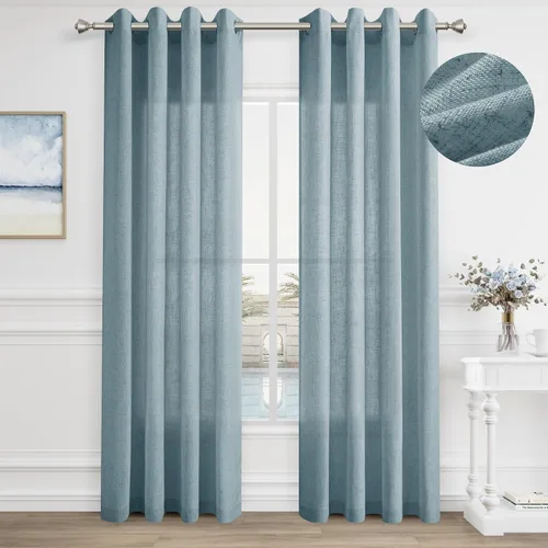 Vista 78 de Cortinas de lino negro para dormitorio y sala de estar de 84 pulgadas de largo, juego de 2 paneles, para habitación de niños, filtro de luz