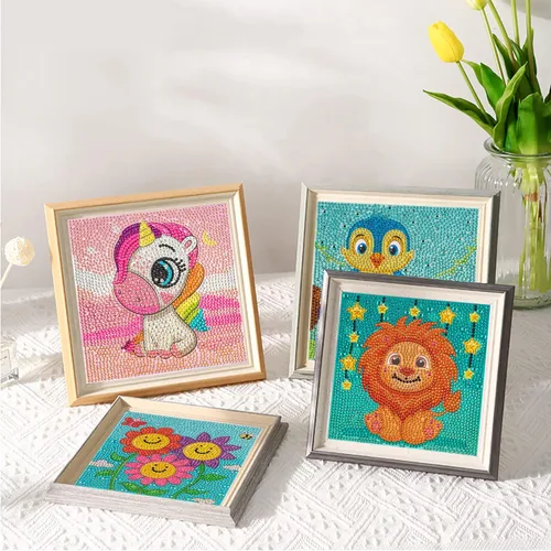 Vista 4 de DIZAKIM Kits de pintura de diamantes para niños, paquete de 6 gemas para niños de 8 a 12 años, arte de diamantes fácil para principiantes