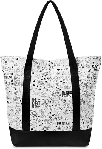Vista 2 de Disney Parks Exclusive - Bolsa de lona reutilizable para comprar gatos Crema bronceado negro M