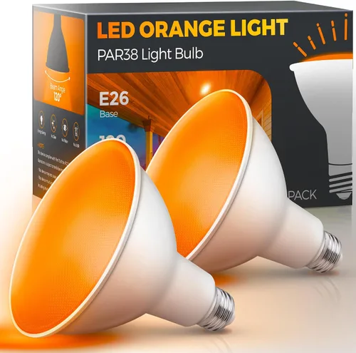 Vista 13 de LOHAS - Bombillas amarillas para insectos para exteriores, luz de inundación LED PAR38 para exteriores, equivalente a 150-200 W, 2000 K,