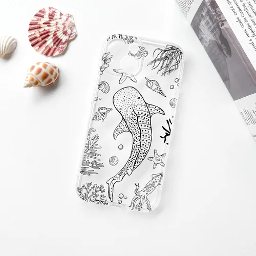 Vista 2 de NITITOP Funda para iPhone 13 Clear Sea Animal - Pez negro Pescado Negro