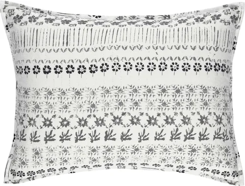 Vista 2 de Pine Cone Hill Funda gris espino, tamaño europeo, patrón floral gris/negro
