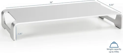 Vista 2 de VIVO Elevador de monitor ancho de aluminio plateado de 16 pulgadas, soporte de escritorio ergonómico, organizador de mesa moderno STAND-V000H