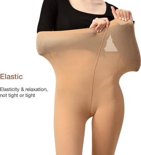 Vista 3 de 2 pares de medias Qpaque transparentes para mujer, 480D nailon suave, control multicolor, parte superior de terciopelo