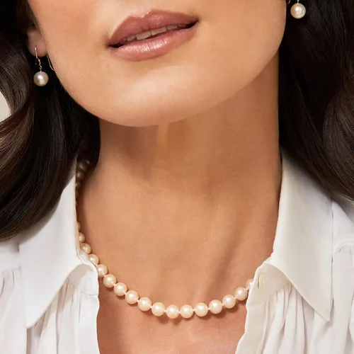 Vista 15 de The Pearl Source Real Pearl Necklace for Women with AAA+ Quality Round White Freshwater Genuine Cultured Pearls