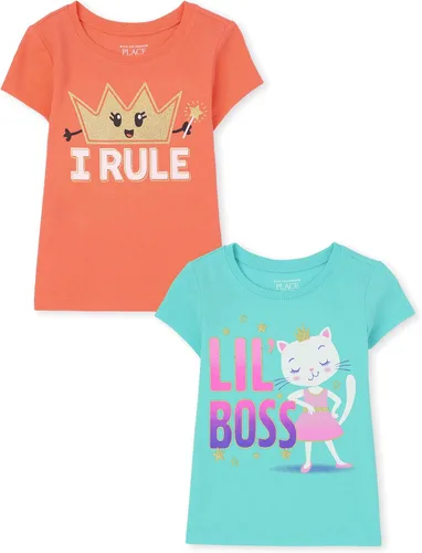 Vista 15 de The Children's Place Camisetas estampadas de manga corta para bebés y niñas pequeñas, con diseño de unicornios y mariposas, a la moda, paquete de 3