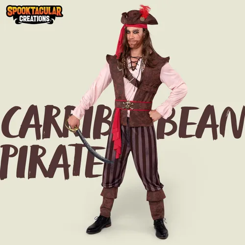 Vista 3 de Spooktacular Creations Disfraz de pirata caribeño para hombre adulto