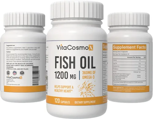 Vista 5 de Aceite de pescado omega-3 de 1560 mg, triple fuerza EPA y DHA, 120 cápsulas blandas, 60 porciones, sin gluten, sin OMG y apto para vegetarianos