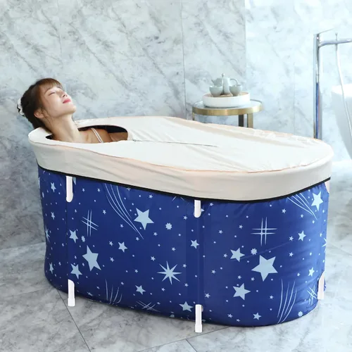 Vista 2 de BDL Bañera Plegable Portátil para Remojo, Bañera de SPA Familiar Separada para Adultos, Bañera Independiente para Cabina de Ducha, Engrosamiento