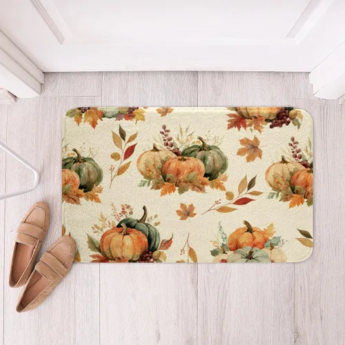Vista 11 de Erosebridal Thanksgiving Turkey Bathroom Rugs - Fall Leaves Pumpkin Bath Mat for Kids Adults, Vintage Autumn Harvest Door Mat 16 x 24 Inch Rustic