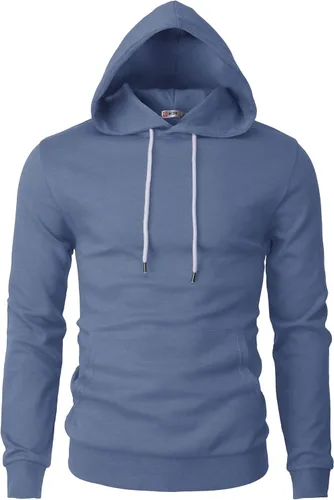 Vista 18 de H2H Sudadera con Capucha Tipo Pullover para Hombre, Ligera, de Manga Larga, con Bolsillo Canguro, Ajuste Ceñido, Básica, Casual, Suéter