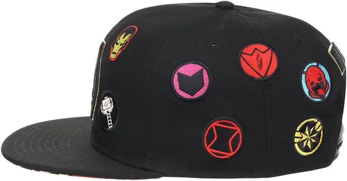 Vista 5 de Marvel 60th Anniversary Comic UV ajustable Snapback Flat Bill Cap negro