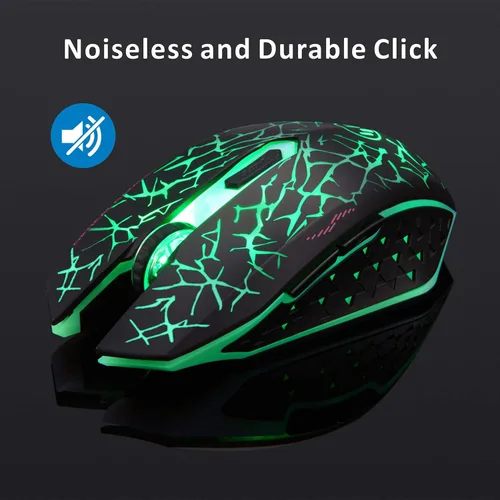 Vista 3 de TENMOS K6 - Mouse inalámbrico para juegos mouse óptico LED silencioso recargable con receptor USB 3 niveles de DPI ajustables y 6 botones compatible