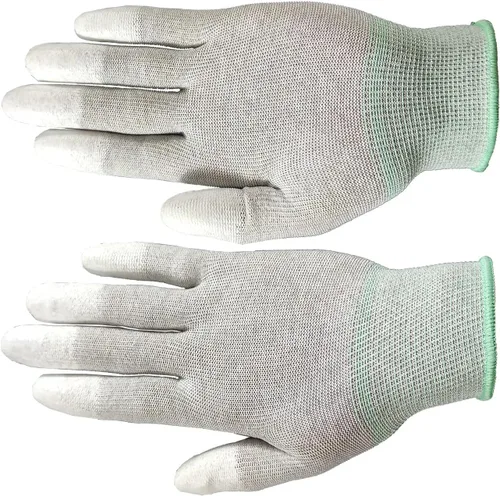 Vista 4 de Guantes de trabajo, guantes ESD, guante de fibra de carbono de alta resistencia, guante antiestático, punta de dedo antideslizante, mediano, 10 pares