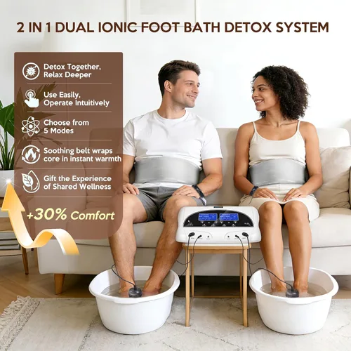Vista 4 de veicomtech Máquina de desintoxicación de baño de pies iónico dual con lavabo