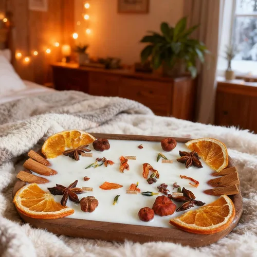 Vista 8 de Vela perfumada decorada con especias de 6 mechas en cuenco de madera, vela de cera de soja de aromaterapia de 20 onzas para decoración del hogar