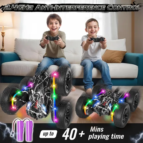 Vista 3 de Terucle Coches RC Juguetes para Niños Coche de Control Remoto 2.4 GHz Negro Juguetes para Niños de 5-7 Años Juguetes Nuevos Actualizados con Luces