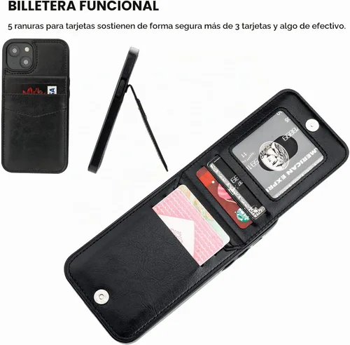 Vista 4 de KIHUWEY Compatible con iPhone 14 Funda Cartera con Soporte para Tarjeta de Crédito, Flip Cuero Premium Cierre Magnético Soporte Funda Protectora