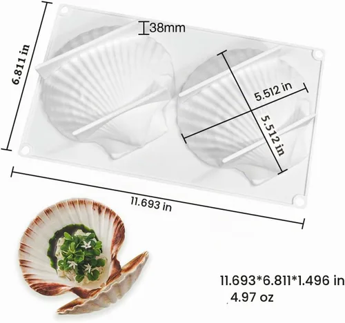 Vista 3 de mostsom Molde de silicona para hornear Big Sea Shell para hornear 3D Bakeware Molde de chocolate Molde de magdalenas Pan Pastel DIY Muffin