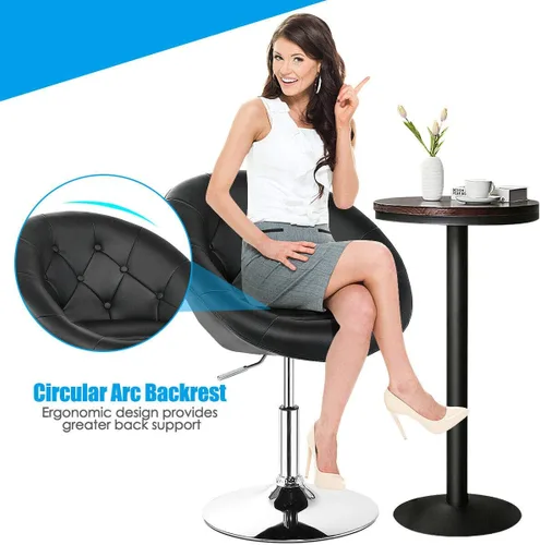 Vista 5 de HAPPYGRILL Silla de tocador, taburetes de bar giratorios con marco cromado y respaldo redondo copetudo, silla de maquillaje de altura ajustable