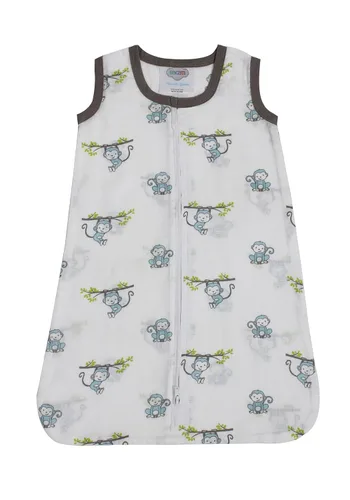 Vista 13 de Bacati - Saco de dormir de muselina Happy Monkeys (mantas portátiles) (recién nacido, beige/gris)