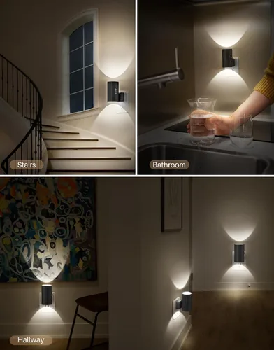 Vista 10 de Luces nocturnas enchufables a la pared, luz nocturna LED enchufable con sensor de luz, luz de pared de brillo ajustable de 0-100 lúmenes, luz blanca