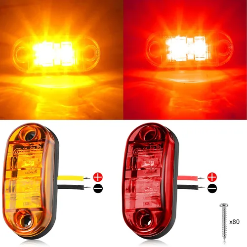 Vista 4 de 40 piezas de luces marcadoras de remolque de 2.5 pulgadas, 2 diodos, impermeables, selladas, luz de doble diana LED, kit de luces de remolque LED