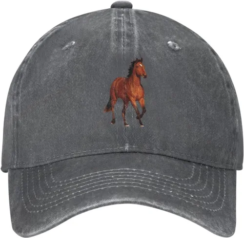 Vista 2 de Gorra de béisbol ajustable para mujer y hombre con patrón de caballo, sombrero de mezclilla de animales