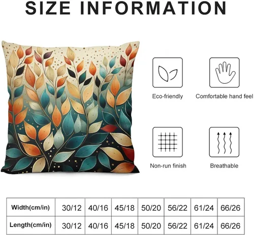 Vista 3 de Almohadas de sofá para sala de estar, 12 x 12 pulgadas, coloridas hojas de otoño y otoño, funda de cojín para sofá, decoración moderna, otoño