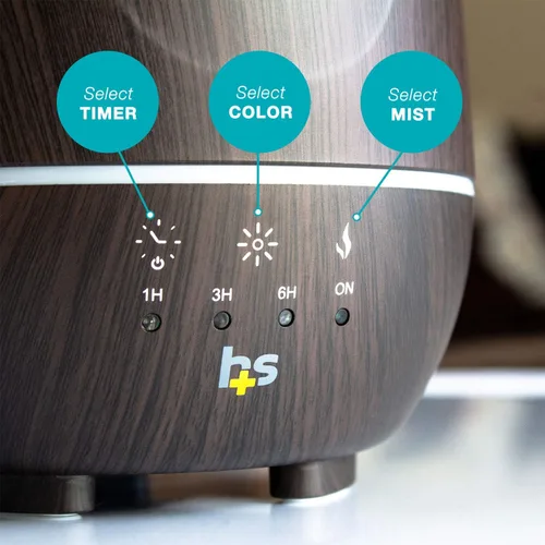 Vista 7 de HealthSmart - Difusor de aceite esencial, humidificador de niebla fría y difusor de aromaterapia con tanque de 16.9 onzas, ideal para habitaciones