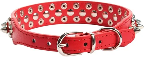 Vista 30 de Collar ajustable de piel sintética con remaches de clavos para gatos, cachorros y perros.