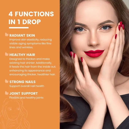 Vista 3 de Heivy Colágeno Líquido para Mujeres, Biotina Líquida y Colágeno para Piel Radiante, Crecimiento del Cabello, Uñas Fuertes, Soporte