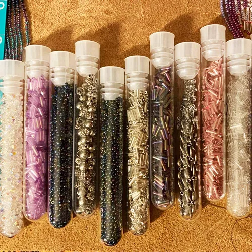 Vista 7 de 50 piezas de tubos de ensayo de plástico transparente con estante, tubos de 16x100mm (10ml) con tapas y estante de tubos de 50 agujeros