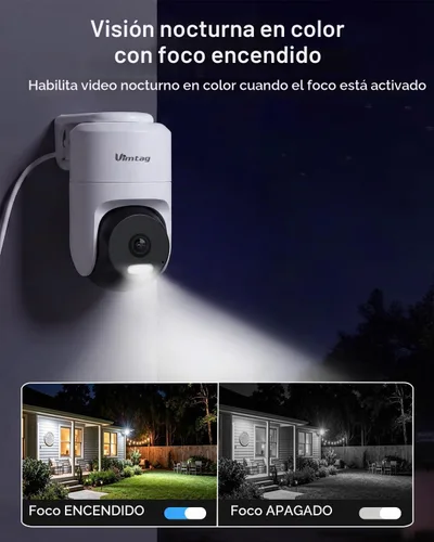 Vista 5 de VIMTAG 2.5K Pan/Tilt Cámara de seguridad para exteriores con cable para el hogar, WiFi de doble banda