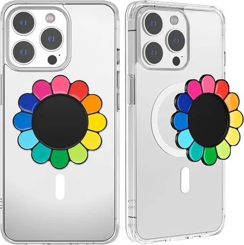 Vista 6 de metisinno Base magnética compatible con agarres de teléfono PopSocket y fundas MagSafe para iPhone, multicolor arcoíris