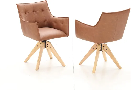Vista 7 de PHI VILLA Juego de 2 sillas giratorias decorativas – Silla de escritorio moderna de mediados de siglo con patas de madera para silla de comedor
