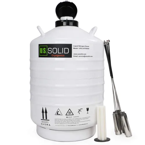 Vista 15 de U.S. SOLID Contenedor criogénico de 10 L, depósito tipo tanque de nitrógeno líquido LN2 con correas, 6 envases