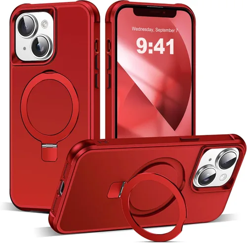 Vista 167 de SKYLMW - Funda compatible con iPhone 11 de 6.1 pulgadas, con soporte magnético invisible tipo anillo, funda translúcida de grado militar, compatible