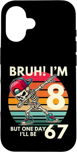 Vista 31 de Bruh I'm 8 But One-Day I'll Be 67 Retro 8th Birthday Kids Case for iPhone XR