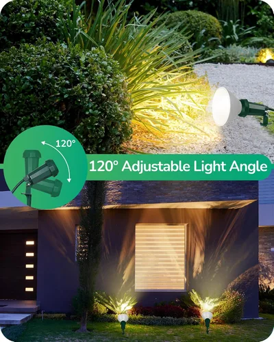 Vista 3 de EDISHINE Focos de 120 V para exteriores, cable de 6 pies, resistente a la intemperie, luces LED de estaca de inundación enchufables, bombilla E26