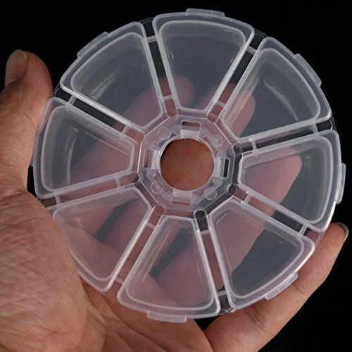 Vista 3 de OrangeTag 5 piezas de 8 compartimentos de plástico transparente redondo para manualidades con cuentas de gemas de exhibición, caja