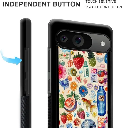 Vista 1009 de Compatible con Google Pixel 4A 5G Mobile Case Creative Acrylic Panel trasero Silicona Protección Grip especialmente diseñado para Google Pixel 4A 5G